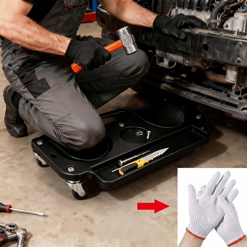 Rolling Knee Creeper Pad with Built-In Tool Tray – ABS High-Impact Frame, Cushioned Kneeling Pad for Car Repairs, Carpentry & Flooring, 11 Color Options