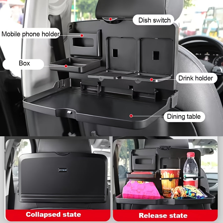 1pc a Versatile And Collapsible Tray for The Back Seat of a Car - a Robust Storage Organizer Featuring a Cup Holder And a Slot for a Phone - Ideal for Suvs, Sedans, And Compact Minivans - a Portable Table And Laptop Desk for Passengers in The Rear