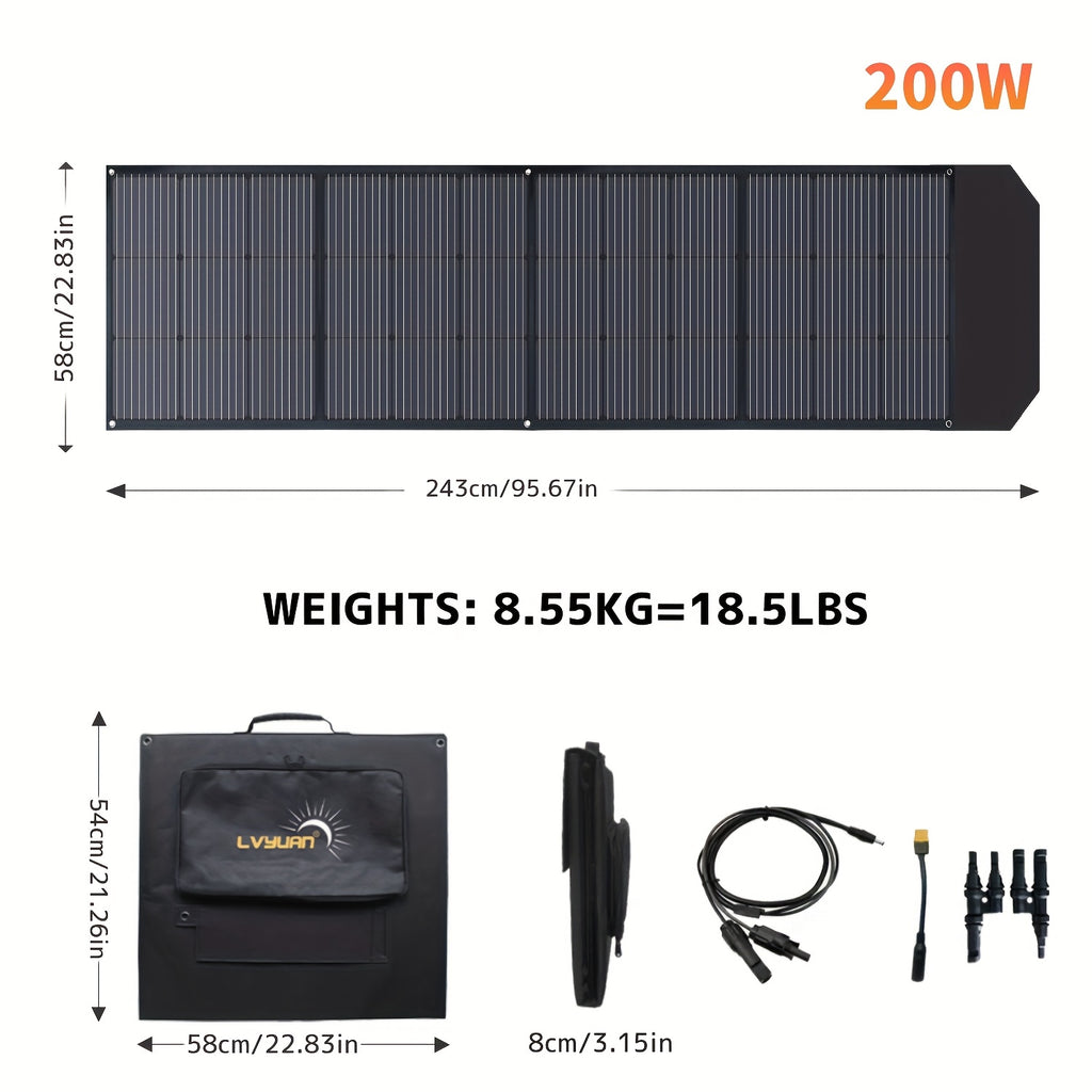 LVYUAN 400W/200W/120W Solar Battery Folding Panel with Adjustable Bracket Solar Panel for RV, Cruise Ship Yacht, Travel, Outdoor Adventure, Power Station, Camping, Solar Generator