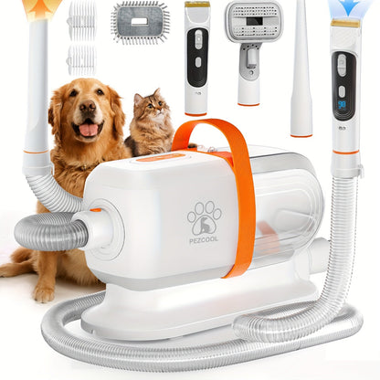 Dog Grooming Vacuum 8-in-1 & 9-in-1 with Dryer Function – 2.2L Large Cup, Low Noise Pet Grooming Vacuum for Shedding, 6 Grooming Tools, Strong Suction Home Dog Grooming Kit (Purple or Orange)