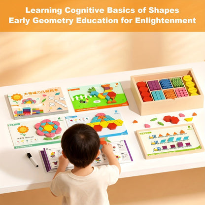 Magnetic Wooden Puzzle Board for Kids – 128/180/220/280 PCS Geometric Shape Recognition & Logical Thinking Toy, STEM Montessori Educational Gift for Boys & Girls Ages 3 4 5 6 7 8