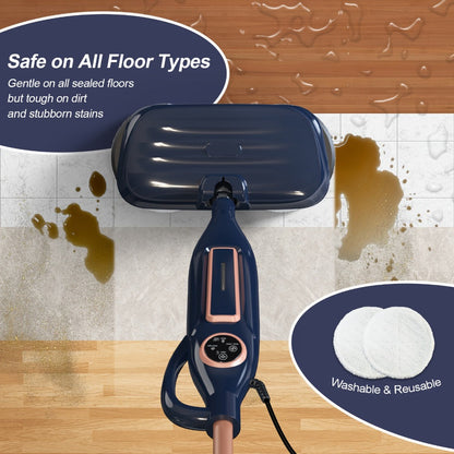 Steam Mop 10-in-1 Spinning Rotating Mop Pads with Steam Blaster Technology - 3 Steam Modes, LED Headlights, Lightweight Spin Mop for Hard Floor, Laminate & Marble, Washable Pads, VM6 Pro Series