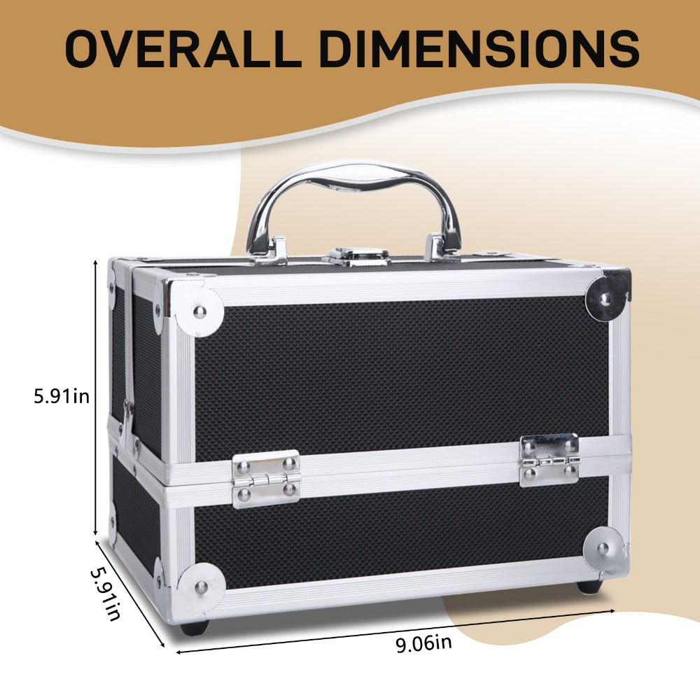 Aluminum Makeup Train Case with Wheels Large Capacity Lockable Cosmetic Trolley Organizer Adjustable Dividers Retractable Handle for Makeup Artists Salon Travel Black Silver Pink Beauty Gift