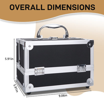 Aluminum Makeup Train Case with Wheels Large Capacity Lockable Cosmetic Trolley Organizer Adjustable Dividers Retractable Handle for Makeup Artists Salon Travel Black Silver Pink Beauty Gift