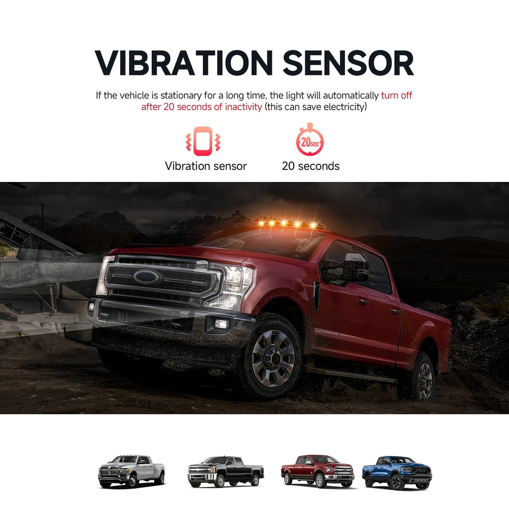 5pcs Multicolour Light Wireless Solar Powered Cab Lights With Motion Vibration Sensor For Truck for truck Cab Roof Lights For Car Cab Lights For Universal Car Easy To Carry 16Led, Without Battery