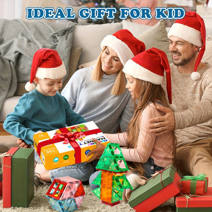 Magnetic Tiles Building Set for Kids 3 4 5 6 7 8 – 80 106 136 205pcs Clear 3D Magnet Building Blocks STEM Educational Toy Child-Safe ABS Creative Birthday Christmas Gift Boys Girls