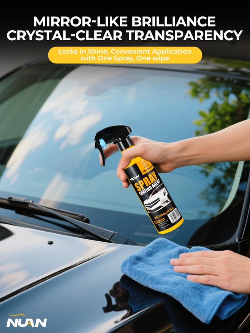 10.14oz NUAN Car Paint Coating & Restoration Solution Stain-Resistant Rainproof Multi-functional Cleaning and Coating Spray- Effectively Cleans Stains, Brightens Car Paint, Provides Quick Coating, and Offers Long-lasting Protection for Car Paint