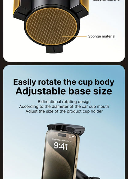 Car Phone Holder Cup Mount - Adjustable 4-13 Inch Device Stand, Universal Vehicle Cup Holder Phone Mount, Stable Grip for Safe Driving, TP08 Water Cup Style Bracket