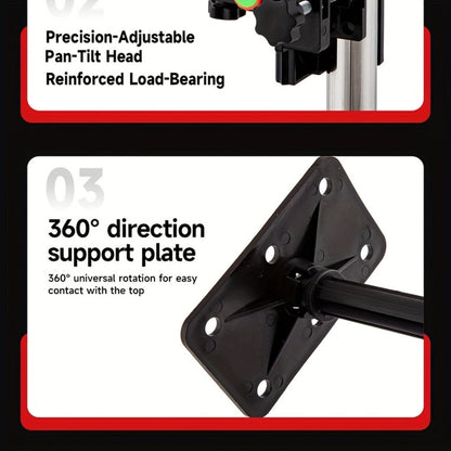 Telescoping Laser Level Pole 15.4ft / 4.7m – Adjustable Extension Rod with 1/4"-20 & 5/8"-11 Thread Mount for Rotary and Line Lasers, Professional Surveying & Construction Staff