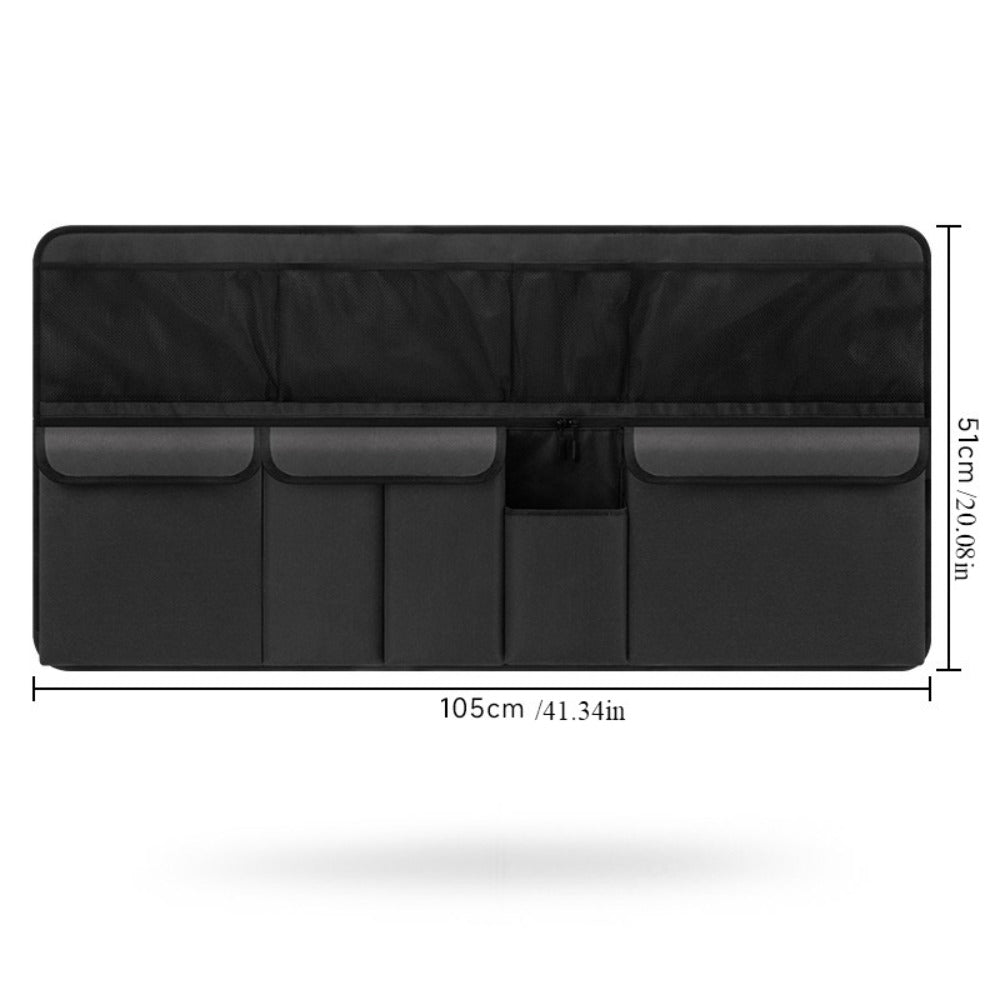 Car Trunk Organizer Bag - High Capacity Oxford Cloth Rear Seat Storage with Adjustable Dividers & Storage Pockets, Universal Fit for Cars, SUVs & Trucks