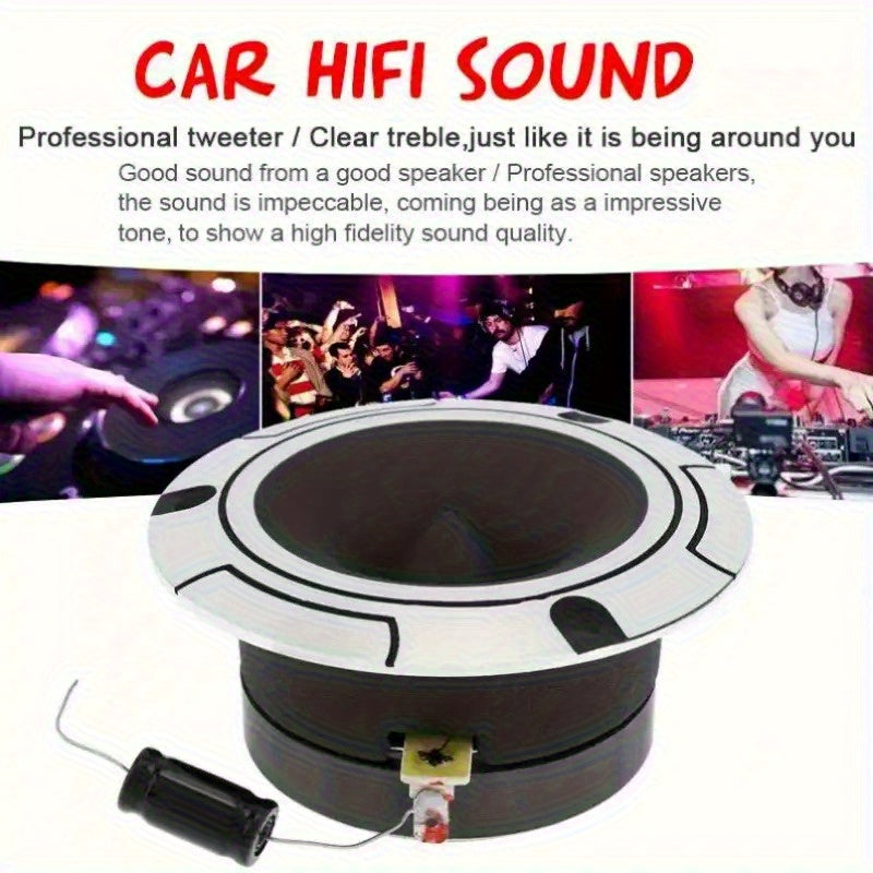 Set of 2, Maximum Power of 500W, 4-Ohm High-Pressure Car Ultrasonic Tweeter Featuring an Aluminum Frame And Diaphragm, Dual-Channel with Capacitor, Without Battery