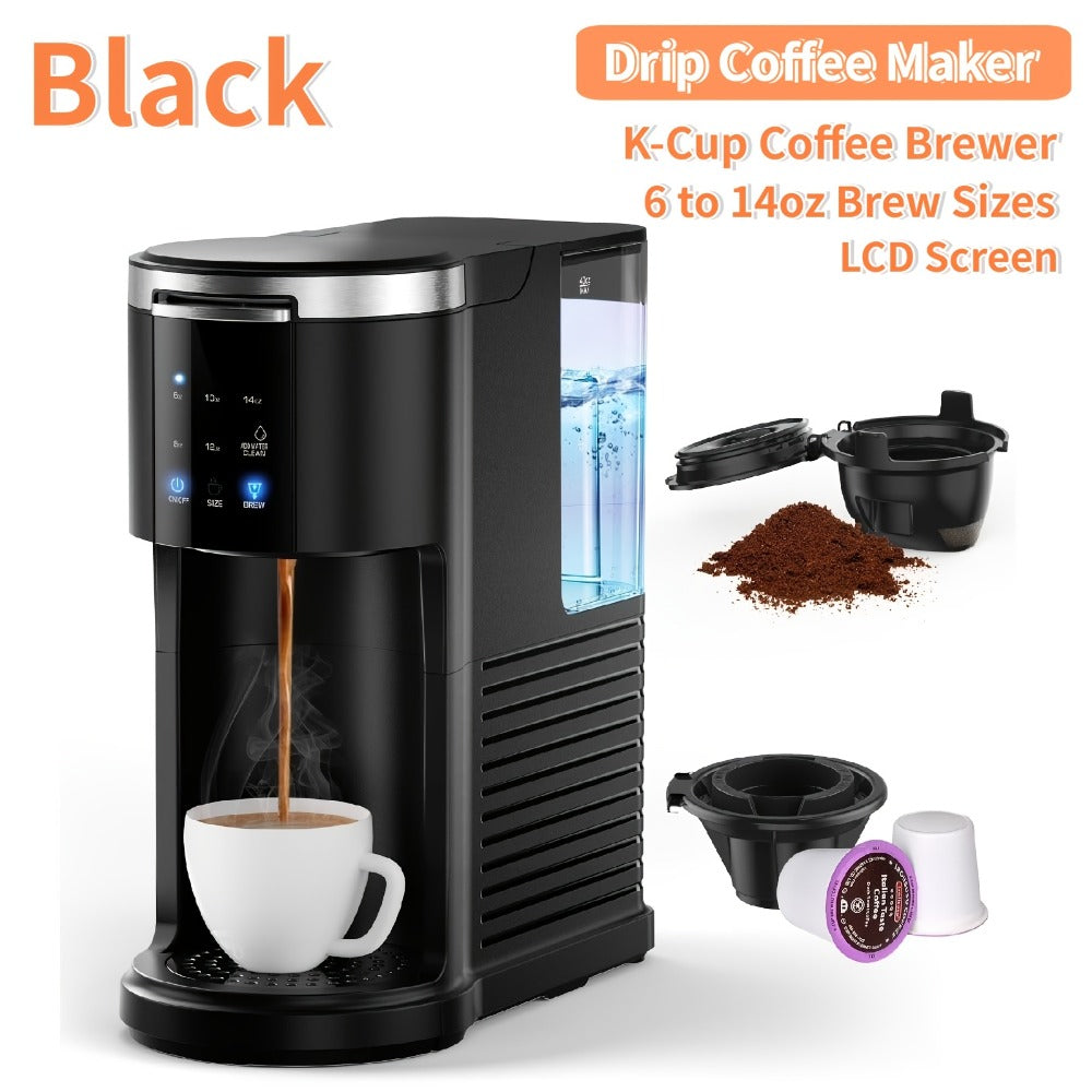 Programmable Coffee Maker 5-Cup & K-Cup Compatible 24-Hour Timer Keep Warm Drip-Free Washable Filter Stainless Steel Home Office Brew Station