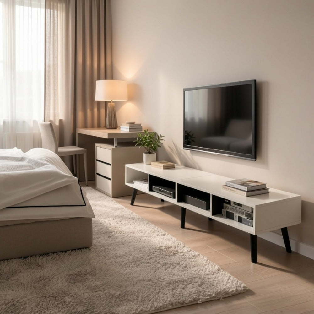 59-Inch Wood TV Stand with Cable Management for Practical Everyday Home Use in Living Room detail image - detail view 7