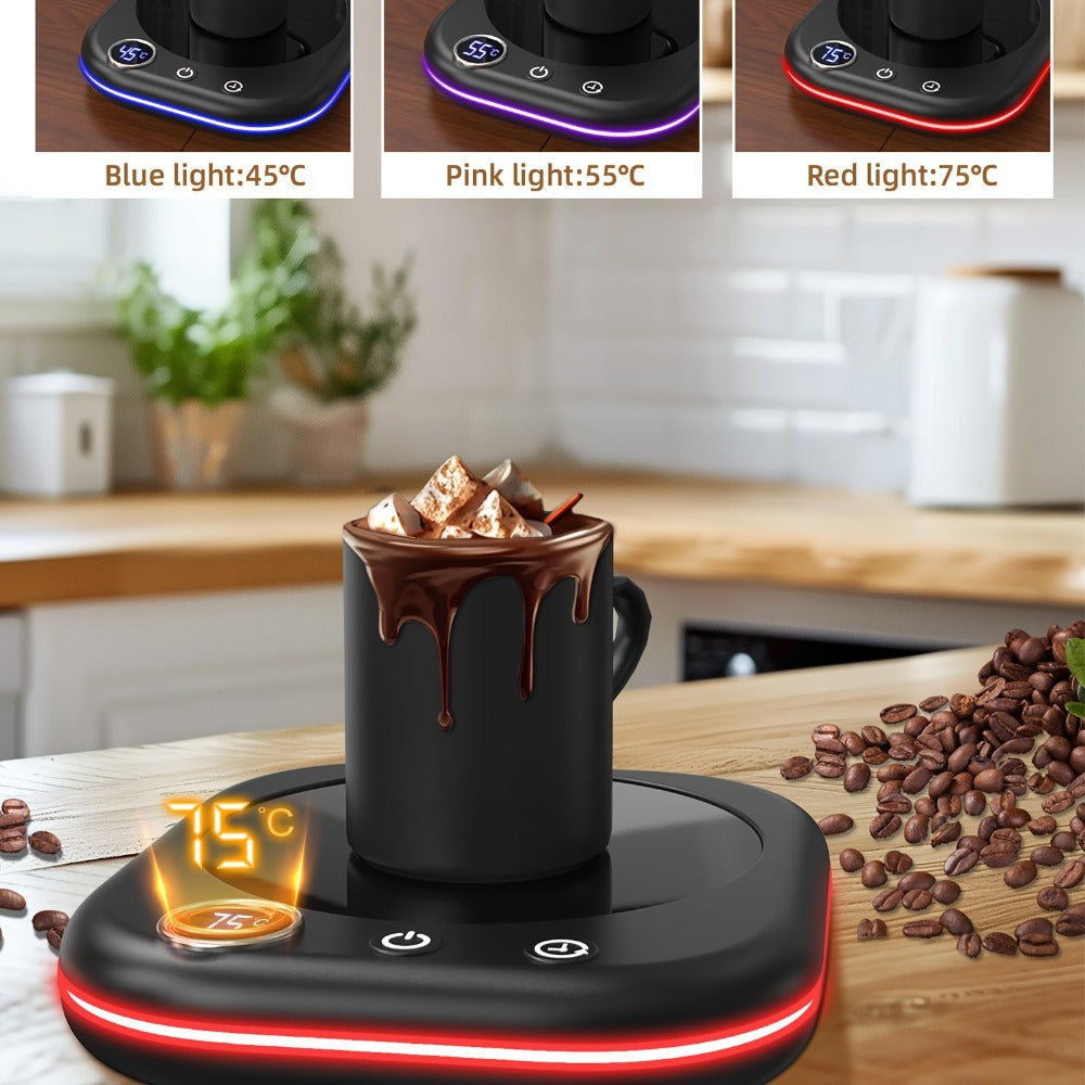 Desktop Coffee Cup Warmer 40W Temperature Display 3 Settings 1-12 Hour Timer 4-Hour Auto Shut-Off Smart Electric Mug Warmer for Coffee Tea Milk Cocoa Water Gift