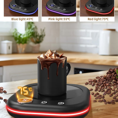 Desktop Coffee Cup Warmer 40W Temperature Display 3 Settings 1-12 Hour Timer 4-Hour Auto Shut-Off Smart Electric Mug Warmer for Coffee Tea Milk Cocoa Water Gift