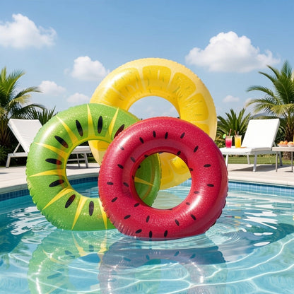Glitter Donut Pool Float 3 Pack 32.5 Inch Inflatable Swim Ring Set – Strawberry Chocolate Mint Pool Tubes for Summer Pool Party, Birthday Decoration, Kids Teens & Adults