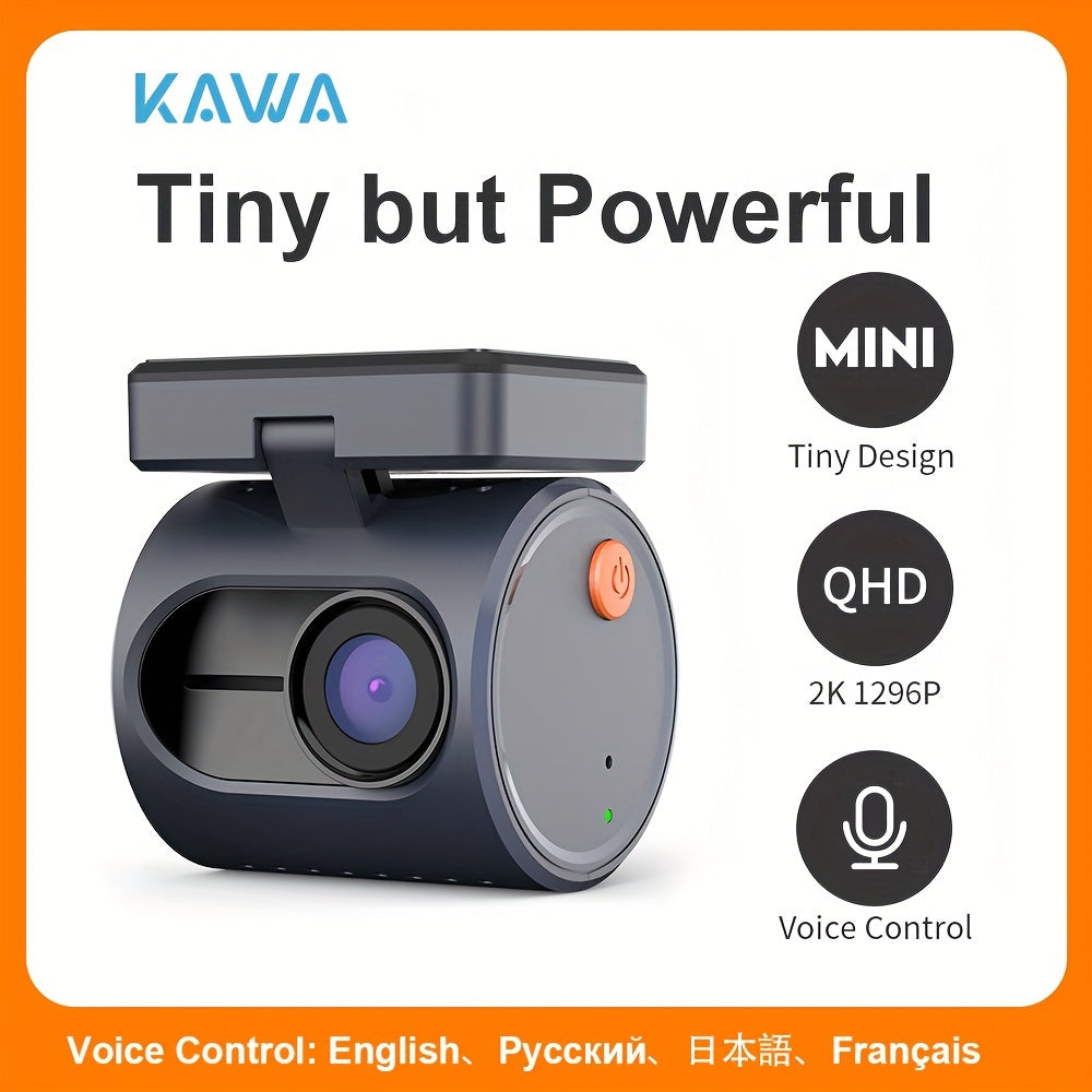 KAWA 1296P Mini Dash Camera For Car DVR Dash Cam KAWA MINI 3 Video Recorder Emergency Voice Control Night Vision WiFi APP Monitor WDR Blue (TF Card is not included)