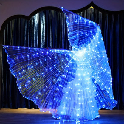 LED Feather Dance Costume Glowing Luminous – Light Up Belly Dance Performance Dress for Women Halloween Christmas Mardi Gras Rave Stage Show White Purple Warm White