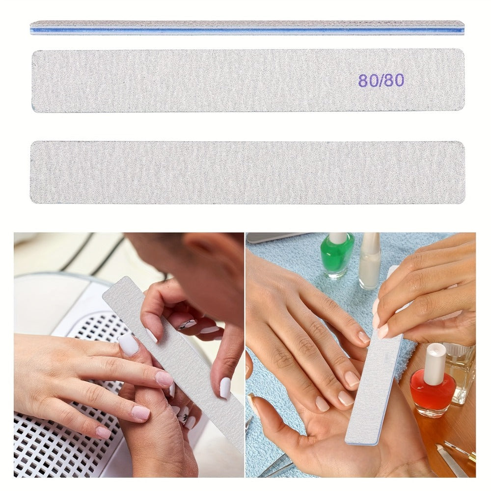Professional Nail Files 50pcs Bulk Set Double Sided Emery Boards – 80/80, 100/100 & 100/180 Grit Options for Acrylic, Gel & Natural Nails | Washable Reusable Nail Shaping Tools for Home & Salon