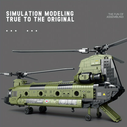 Chinook Helicopter Building Blocks Set 1622 Pcs – US Military CH-47 Transport Helicopter MOC Model Kit Adults Teens Aviation Military Fan Christmas Birthday Father's Day Gift