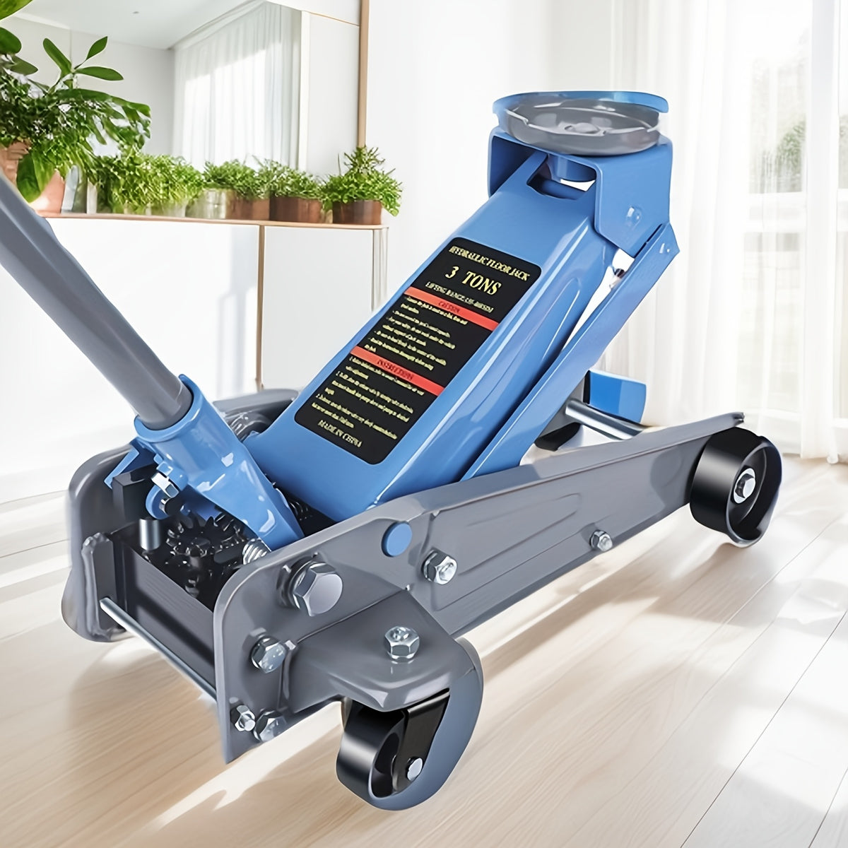3 Ton Floor Jack, Equipped with Wheels, Can Be Safely Lifted And Quickly Lifted, with A Lifting Height Of 460mm And A Range Of 5.31 In-18.11in, Suitable for Various Cars