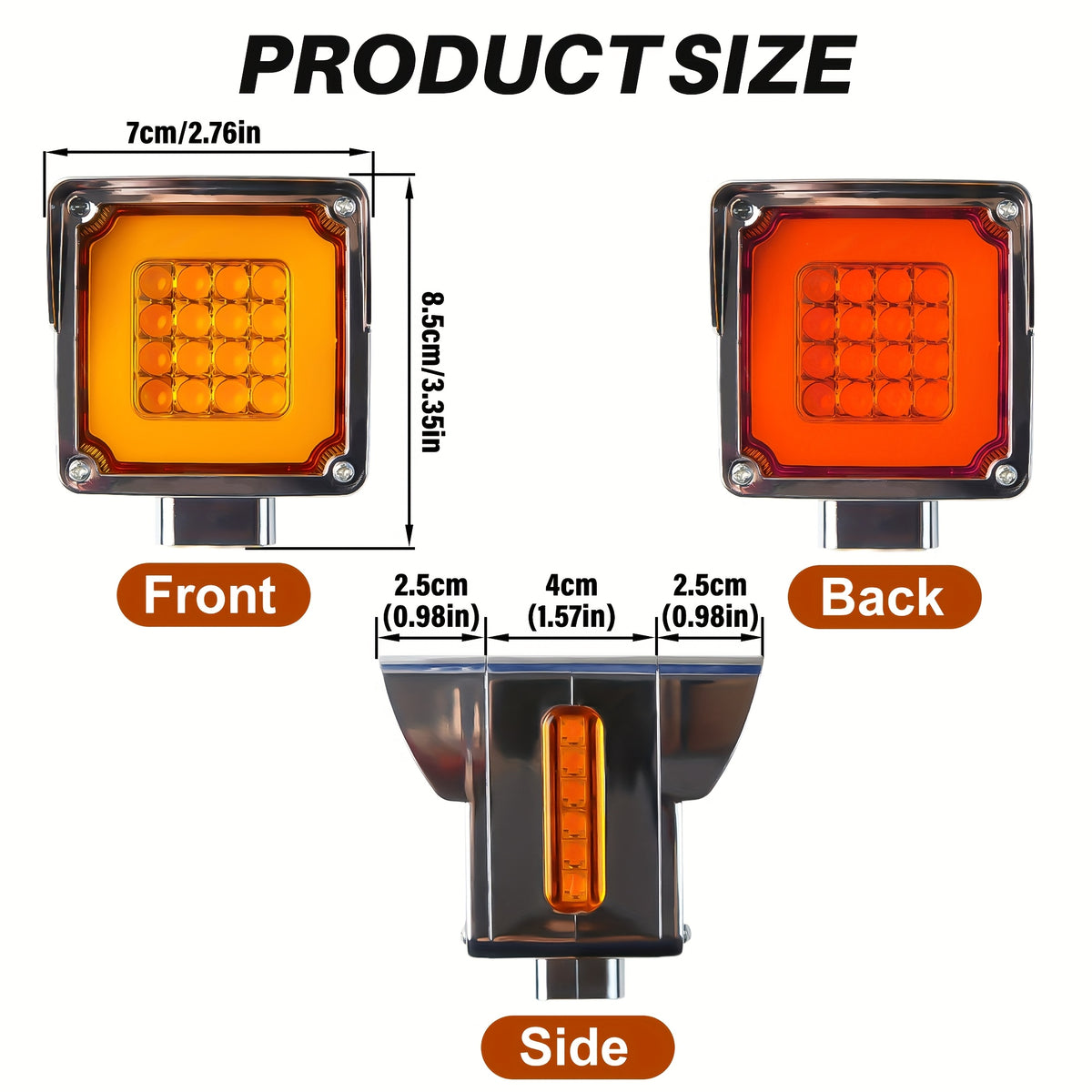 Truck Side Lights, Indicator Lights, Side Lights, LED Lights, Signal Lights, Car Lights, Square Lights