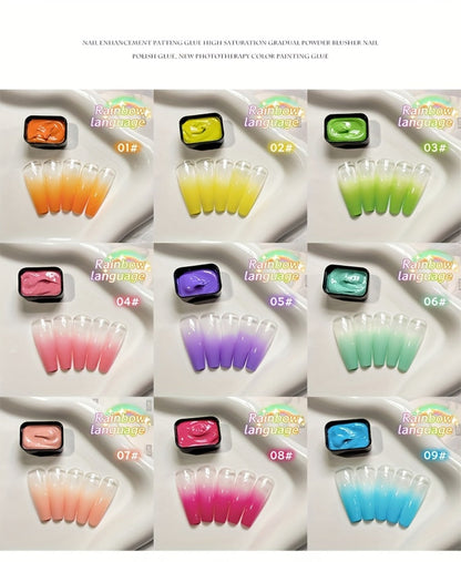 Gel Nail Polish Set 9 Colors Rainbow - MORDDA Mini Nine-Grid High Saturation Long Lasting No Alcohol Gradient Ombre Nail Art Kit UV LED Soak Off Salon Quality Gift for Women