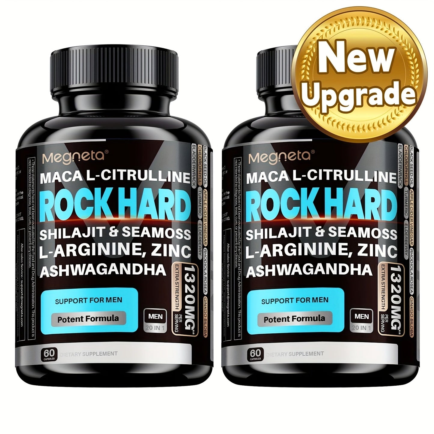 Men's Strength, Energy & Vitality Supplement with Shilajit, Ashwagandha, Maca, Sea Moss & L-Arginine – Day & Night Support Formula for Men, 60 Capsules 30-Day Supply