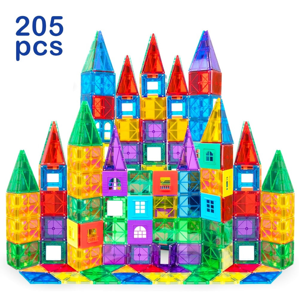 Magnetic Tiles Building Set for Kids 3 4 5 6 7 8 – 80 106 136 205pcs Clear 3D Magnet Building Blocks STEM Educational Toy Child-Safe ABS Creative Birthday Christmas Gift Boys Girls