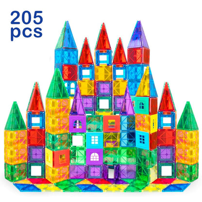 Magnetic Tiles Building Set for Kids 3 4 5 6 7 8 – 80 106 136 205pcs Clear 3D Magnet Building Blocks STEM Educational Toy Child-Safe ABS Creative Birthday Christmas Gift Boys Girls