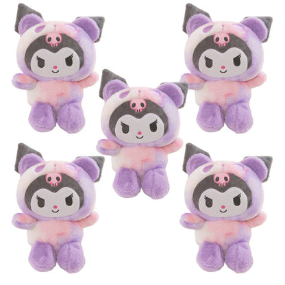 Sanrio Tie Dye Plush Set of 5 – Kawaii Hello Kitty Kuromi My Melody Cinnamoroll Gudetama Stuffed Animals, Room Decor & Birthday Holiday Gift for Girls
