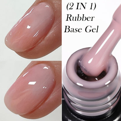 Rubber Base Gel Polish Set 6pcs Nude Pink 2-in-1 Builder Base Coat – Self-Leveling Soak Off UV LED Semi-Permanent Long-Lasting Gel Manicure Kit 0.24oz Each for DIY & Salon Nail Art Women