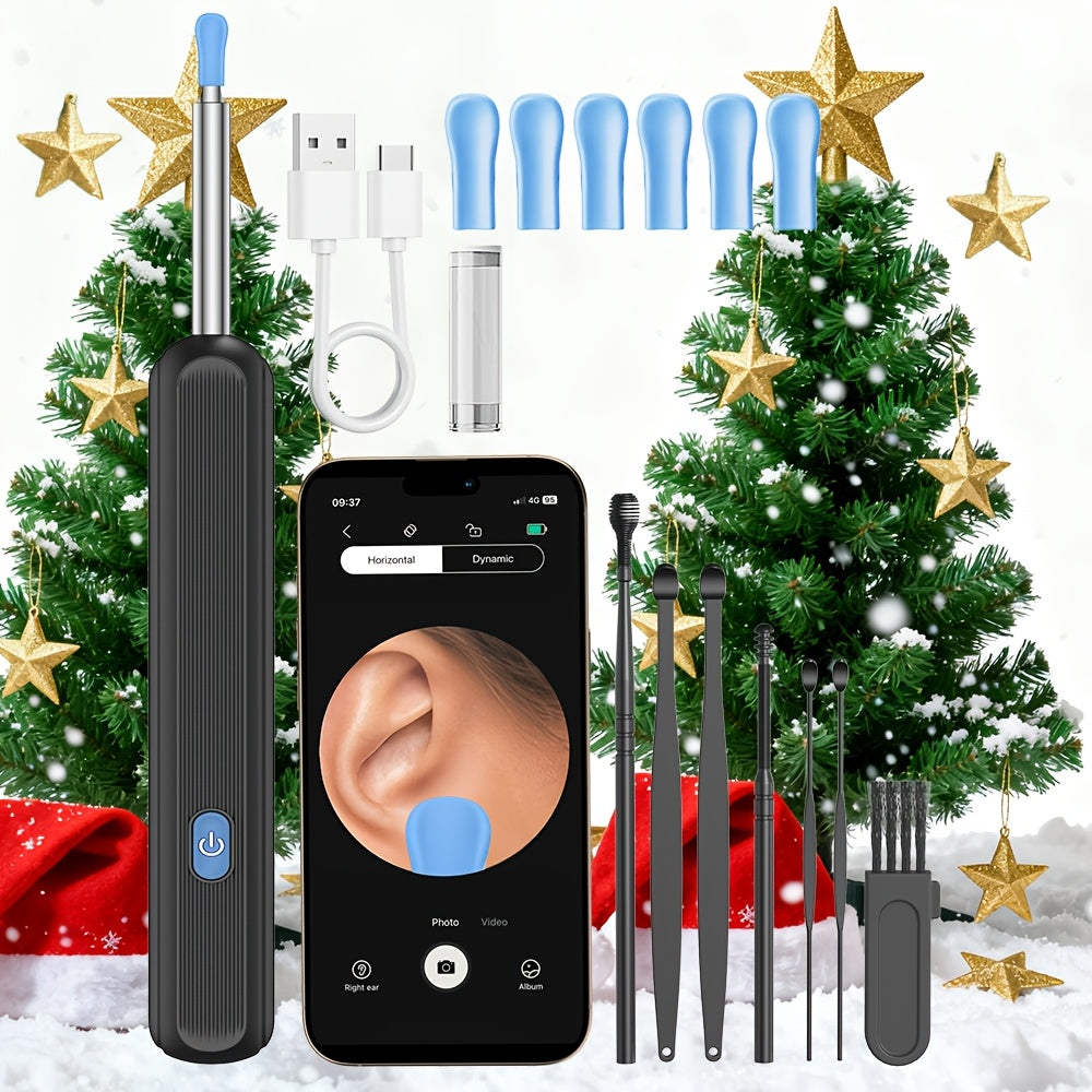 1080P Ear Wax Removal Tool with Camera – Wi-Fi Ear Cleaning Kit with 6 Spoons & Tweezers, Rechargeable, Visual Ear Cleaner for Safe Ear Care at Home