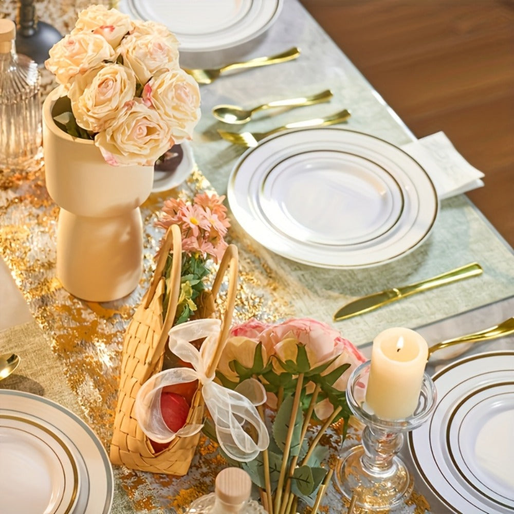 Disposable Dinnerware Set 350pcs for 100 Guests Party Plates Cups Silverware Napkins Wedding