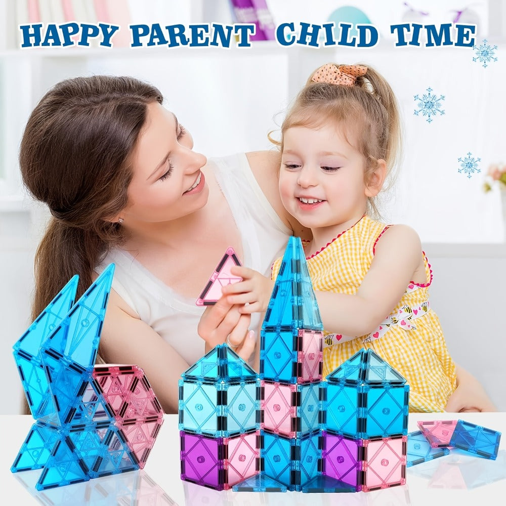 Magnetic Tiles Building Set 32 Pcs – 3D Magnetic Building Blocks STEM Toy for Kids Ages 3-8 Boys Girls Princess Castle Construction Educational Birthday Christmas Gift