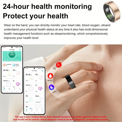 Health Monitoring Smart Ring for Women & Men – Fitness Activity Tracker with Sleep, Calories, Steps, HRV & Menstrual Cycle, Bluetooth 5.3, IP68 Waterproof, iOS & Android