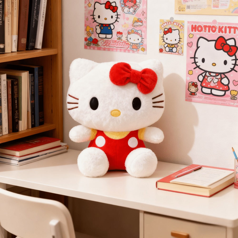 Hello Kitty KT Cat Stuffed Animal 3 Colors – Sanrio Kawaii Plush Doll in Red Pink Blue Soft Collectible Toy, Birthday Valentine Christmas Gift for Girls Teens Hello Kitty Fans