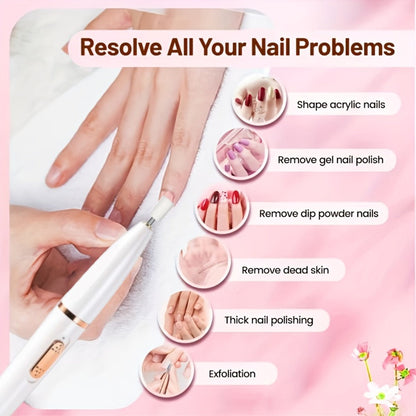 Nail Drill Kit 20000 RPM Variable Speed 11 Interchangeable Bits Electric Nail Grinder Portable Lightweight for Acrylic Gel Nails Pedicure Polishing Removal Salon Home Use Red Rose Gold