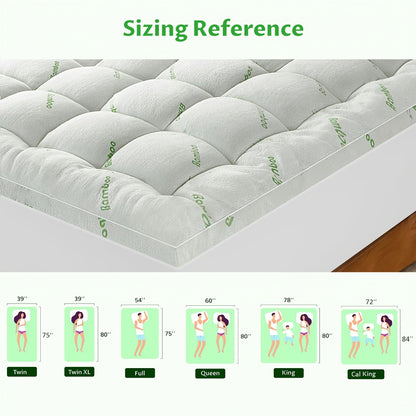 Bamboo Cooling Mattress Topper – Extra Thick Deep Pocket 8–21", Pillow Top Pad for SUV, RV, Car Camping (Twin to Cal King)