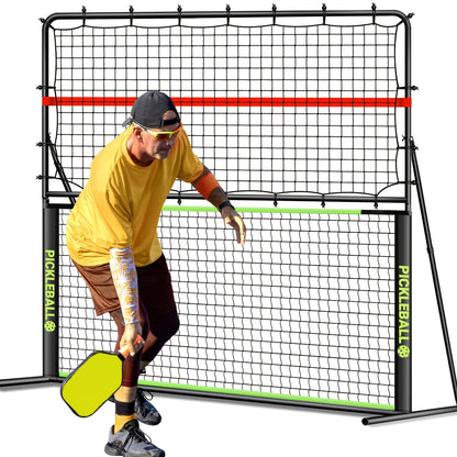 Pickleball Rebounder Net 6x6ft Angle Adjustable – 2-in-1 Practice Rebound Net for Dinks, Volleys & Hits Training, Solo Pickleball Trainer for Indoor Outdoor Backyard & Driveway Use