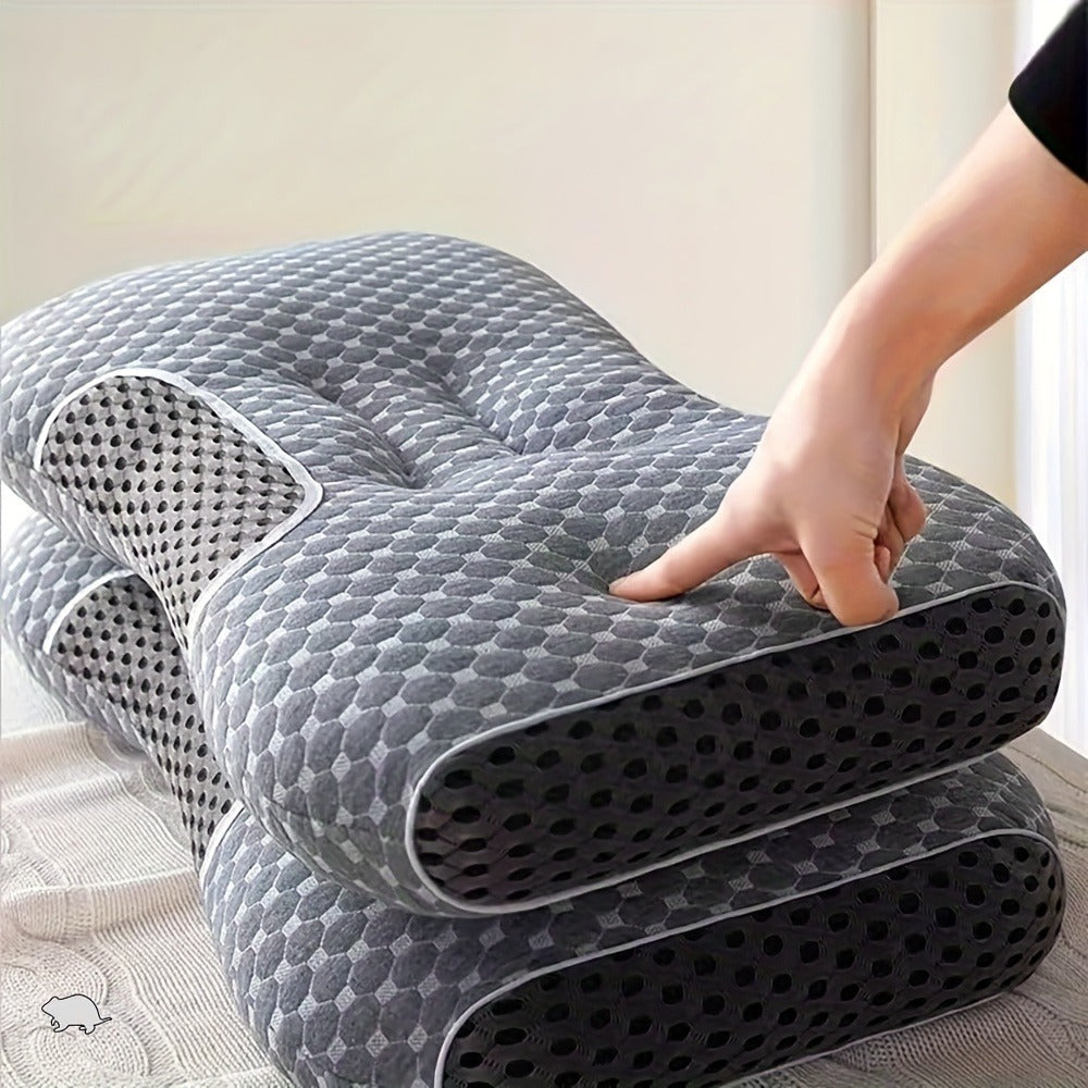 Cervical Neck Support Pillow Soft Knitted Ergonomic Orthopedic Contour Pillow for Deep Sleep - Non-Collapse High Pillow Core All Seasons Adjustable Sleeping Comfort 1/2Pcs