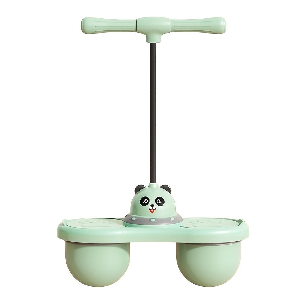 Kids Cartoon Panda Jumping Ball with Handle – Double Bouncy Ball Balance Training Toy, 24.6" Size, Durable TPR+PP, Includes Gas Cylinder & Needle | Pink & Green | Outdoor Fun Gift