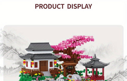 Bonsai Tree Building Set 3320 Pieces Micro Blocks – Chinese Architecture Peach Blossom Cherry Blossom Miniature Model Kit, Unique Birthday Christmas Gift for Adults Teens Collectors