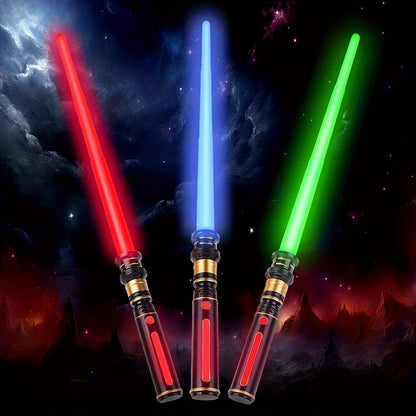 Light Up Sword for Kids 3 Pack Red Blue Green – LED Light Saber with Sound Effects & Expandable Blade for Cosplay Halloween Costume Dress Up Birthday & Christmas Gift for Boys & Girls Ages 4+