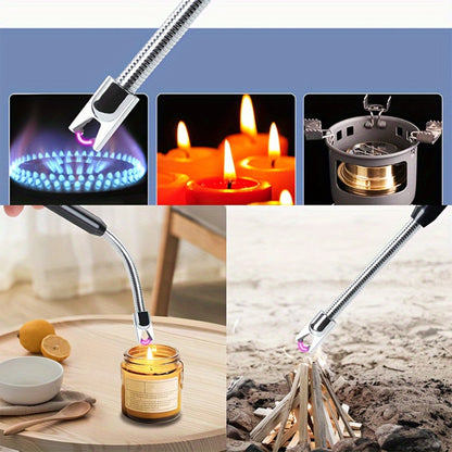 USB Rechargeable Arc Lighter 4-Pack Flameless Windproof Candle Lighter with Flexible Neck, 360° Rotation, LED Battery Indicator & Safety Switch – for Candles, Grill, Camping, BBQ, Aromatherapy