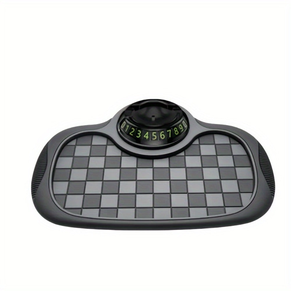 Car Dashboard Anti-Slip Pad with Phone Holder & Digital Number Plate Stickers – Multifunctional Non-Slip Dashboard Storage Mat for Car Interior Accessories