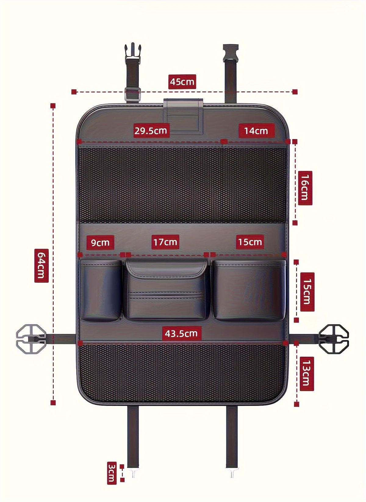 Faux Leather Premium Car Seat Back Organizer Travel Additions Seat Storage Bag Back Seat Dining Table And Cup Holder Universal Model
