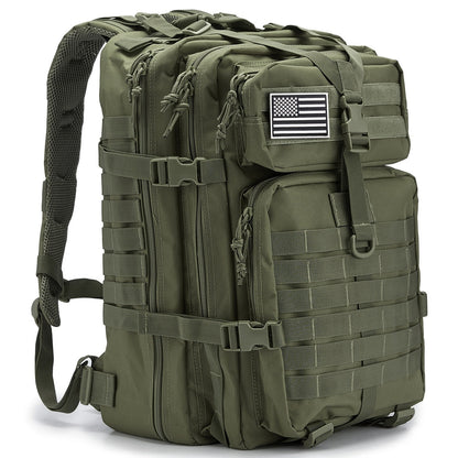 Hunting Rucksack Tactical Hiking Backpack Durable Polyester Multifunctional Camping Backpack with Utility Pocket Zipper Chest Adjustment Straps for 3 Day Trekking Outdoor Sports Hunting Black Green Khaki