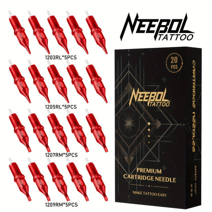 Assorted Tattoo Cartridge Needles Set 20/50pcs - Round Liner Shader Curved Mag Mixed Pack, #10 Bugpin #12 Standard, 3RL 5RL 7RL 9RL 11RL 5RS 7RS 9RS 7RM 9RM 9M1 for Rotary Pen & Coil Tattoo Machine Gun