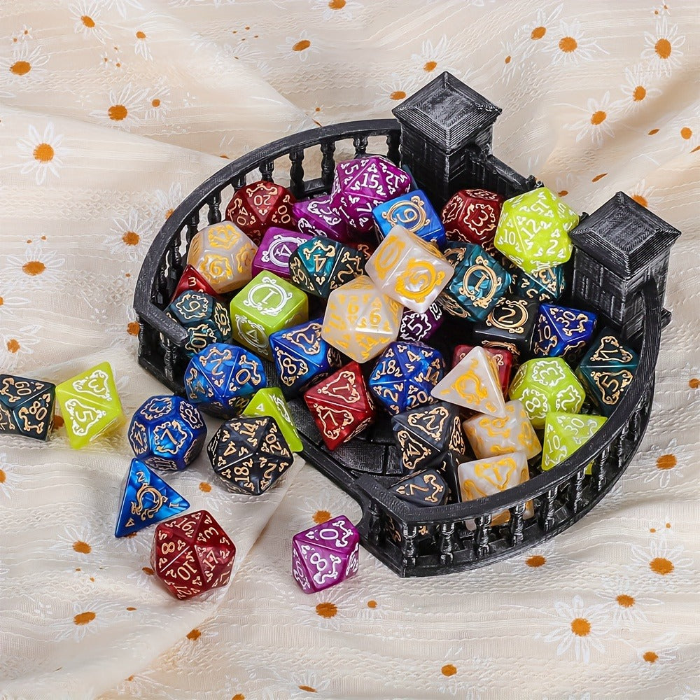 DnD Dice Set 49pcs Dragon Pattern Polyhedral Dice 7 Sets with Pouches – D4 D6 D8 D10 D12 D20 for Dungeons & Dragons RPG MTG Tabletop Games, 7 Colors Acrylic Gamer Gift